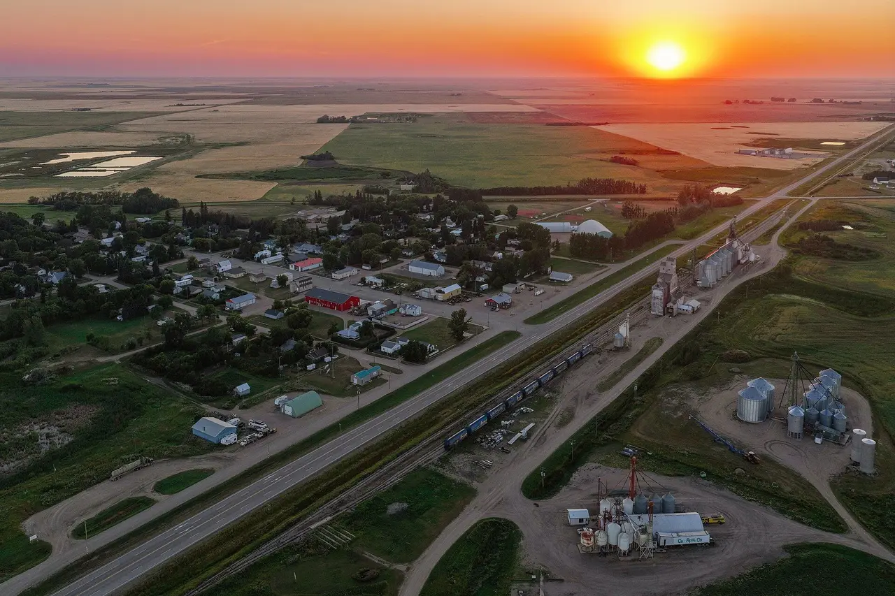 Aerial view of Fillmore at sunset, 2026