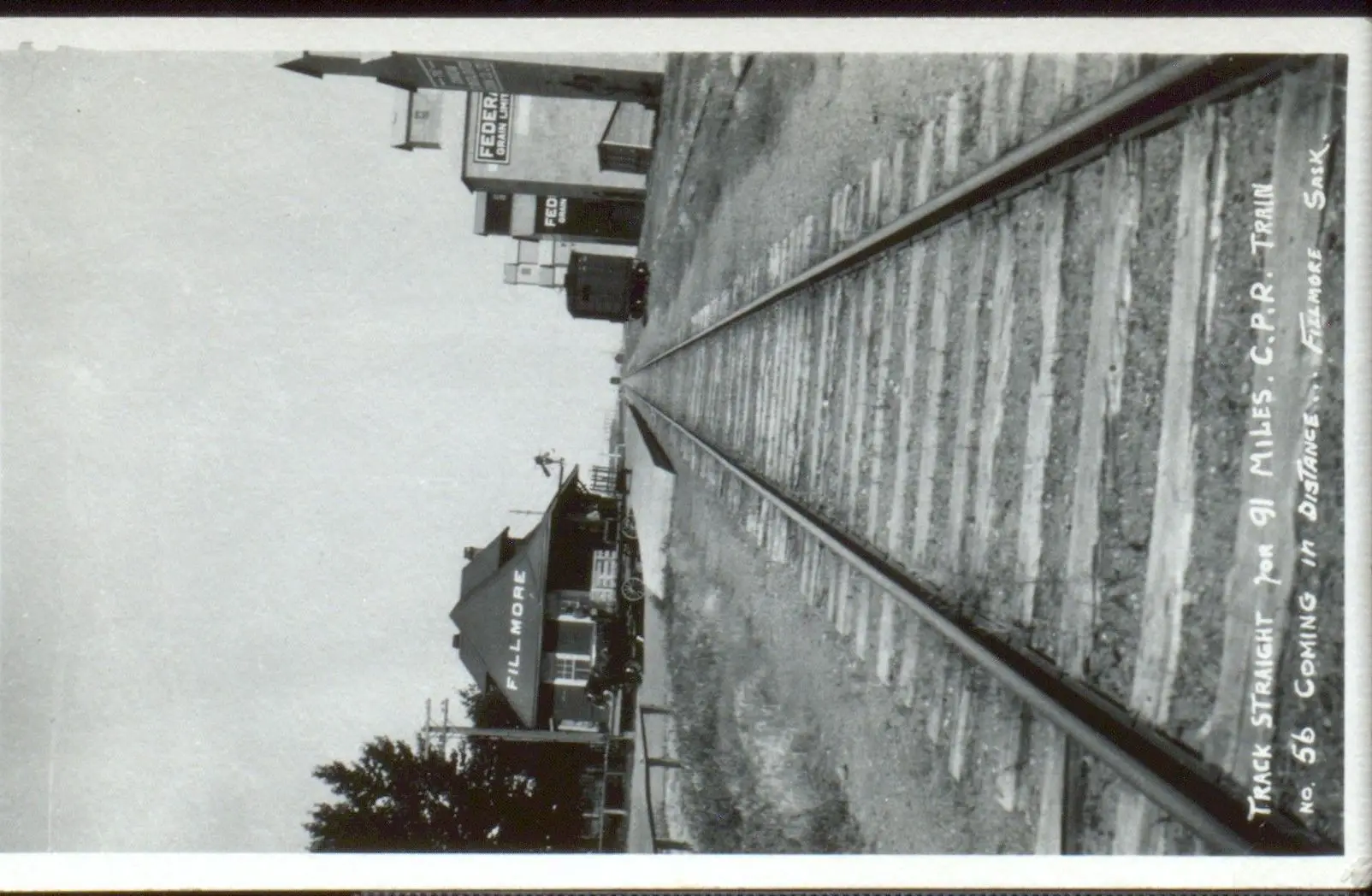 CPR track straight for 91 miles, with the Fillmore station and grain elevators