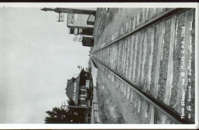 CPR track straight for 91 miles, with the Fillmore station and grain elevators